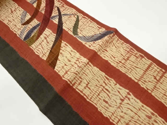 JAPANESE NAGOYA OBI / TSUMUGI / ITAJIME SHIBORI / ABSTRACT